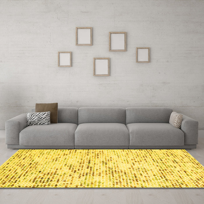 Machine Washable Solid Yellow Modern Rug in a Living Room, wshcon2108yw