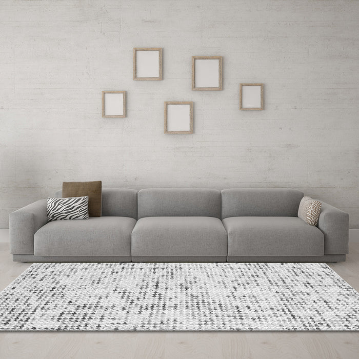 Machine Washable Solid Gray Modern Rug in a Living Room,, wshcon2108gry