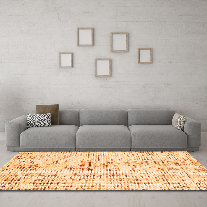 Machine Washable Solid Orange Modern Area Rugs in a Living Room, wshcon2108org