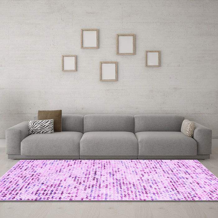 Machine Washable Solid Purple Modern Area Rugs in a Living Room, wshcon2108pur