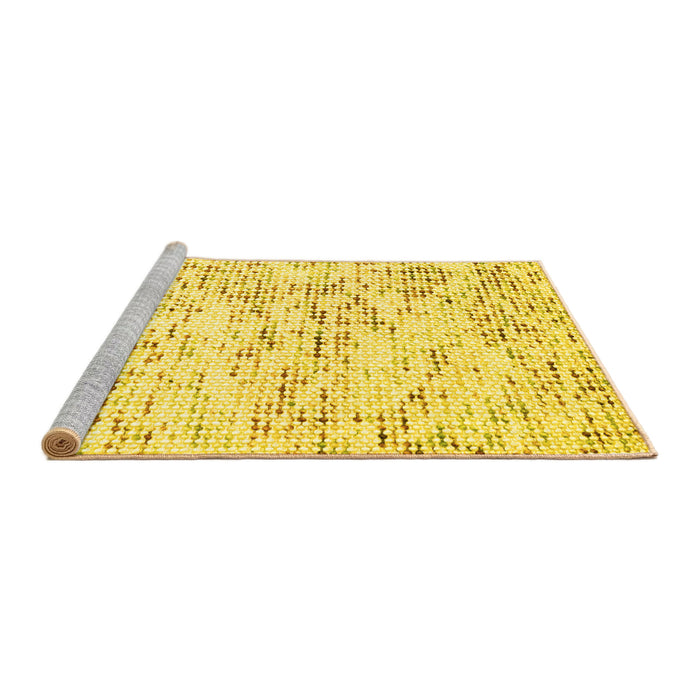 Sideview of Machine Washable Solid Yellow Modern Rug, wshcon2108yw