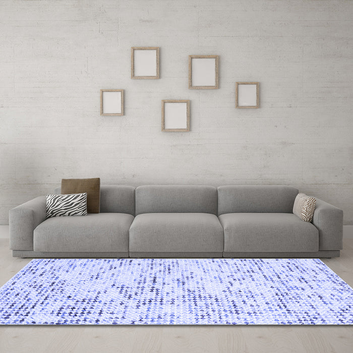 Machine Washable Solid Blue Modern Rug in a Living Room, wshcon2108blu