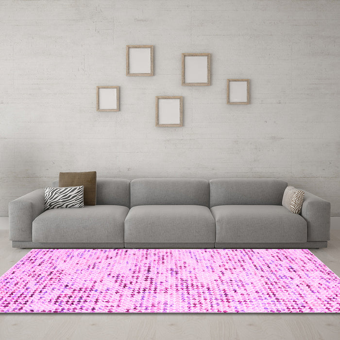 Machine Washable Solid Pink Modern Rug in a Living Room, wshcon2108pnk