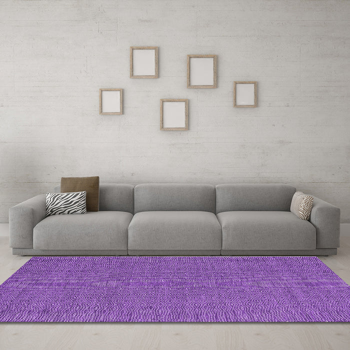 Machine Washable Abstract Purple Contemporary Area Rugs in a Living Room, wshcon2109pur