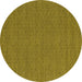 Round Machine Washable Abstract Yellow Contemporary Rug, wshcon2109yw