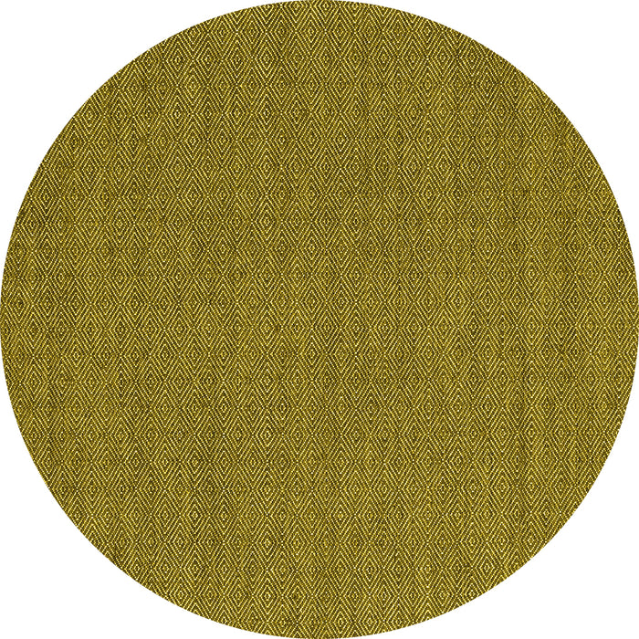Round Abstract Yellow Contemporary Rug, con2109yw