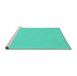 Sideview of Machine Washable Solid Turquoise Modern Area Rugs, wshcon210turq