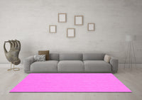 Machine Washable Solid Pink Modern Rug, wshcon210pnk