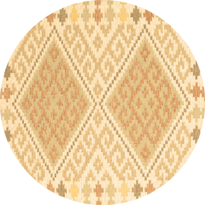 Round Southwestern Brown Country Rug, con2110brn