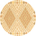 Round Southwestern Brown Country Rug, con2110brn