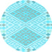 Round Southwestern Light Blue Country Rug, con2110lblu