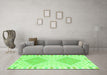 Machine Washable Southwestern Green Country Area Rugs in a Living Room,, wshcon2110grn