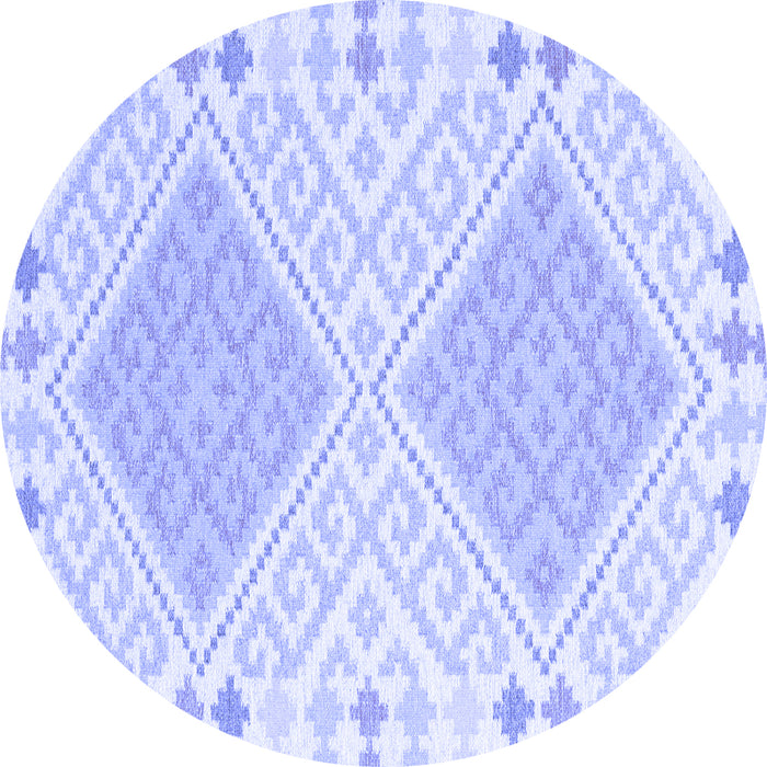 Round Southwestern Blue Country Rug, con2110blu