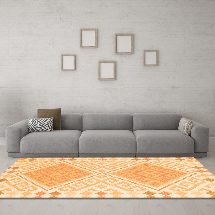 Machine Washable Southwestern Orange Country Area Rugs in a Living Room, wshcon2110org