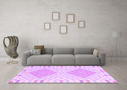Machine Washable Southwestern Purple Country Area Rugs in a Living Room, wshcon2110pur