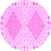 Round Southwestern Pink Country Rug, con2110pnk