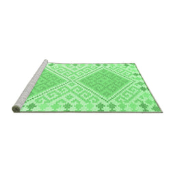 Sideview of Machine Washable Southwestern Emerald Green Country Area Rugs, wshcon2110emgrn