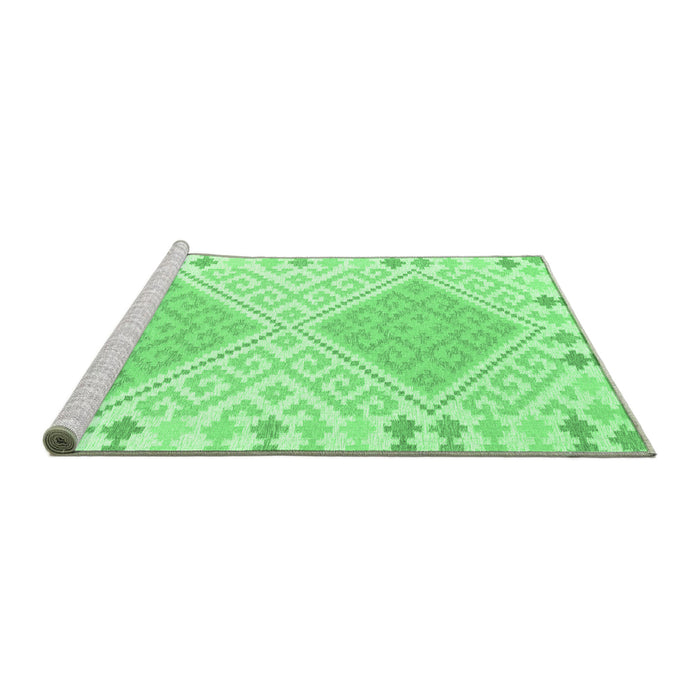 Sideview of Machine Washable Southwestern Emerald Green Country Area Rugs, wshcon2110emgrn