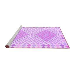 Sideview of Machine Washable Southwestern Purple Country Area Rugs, wshcon2110pur
