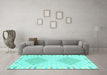 Machine Washable Southwestern Turquoise Country Area Rugs in a Living Room,, wshcon2110turq