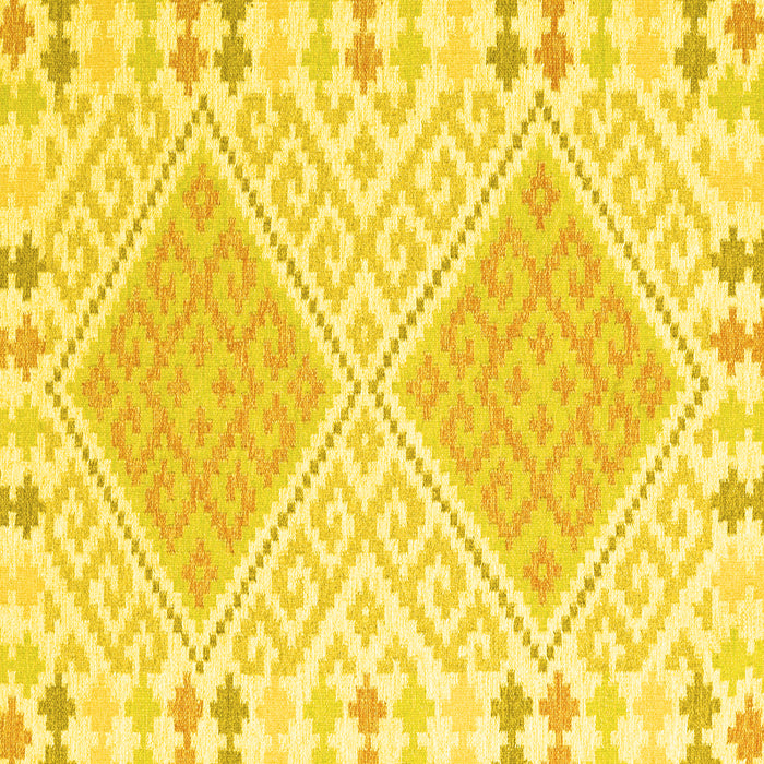 Square Machine Washable Southwestern Yellow Country Rug, wshcon2110yw