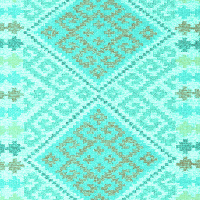 Machine Washable Southwestern Turquoise Country Area Rugs, wshcon2110turq