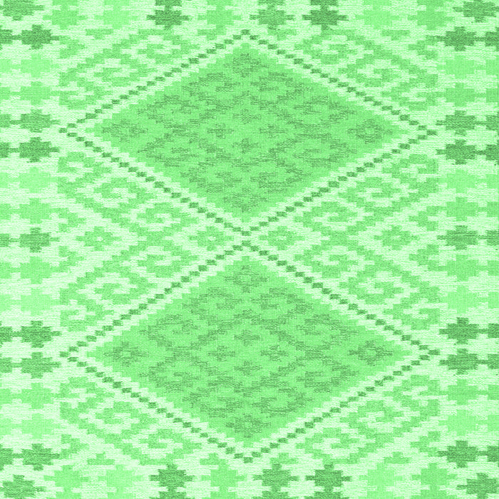 Square Machine Washable Southwestern Emerald Green Country Area Rugs, wshcon2110emgrn