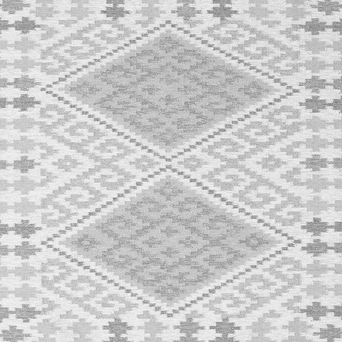 Round Machine Washable Southwestern Gray Country Rug, wshcon2110gry