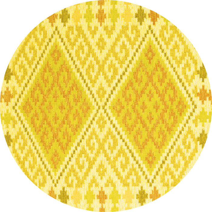 Round Southwestern Yellow Country Rug, con2110yw