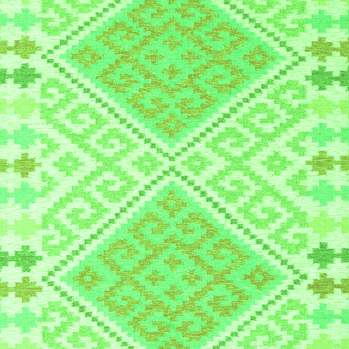 Serging Thickness of Machine Washable Southwestern Green Country Area Rugs, wshcon2110grn