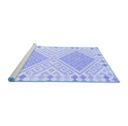 Sideview of Machine Washable Southwestern Blue Country Rug, wshcon2110blu