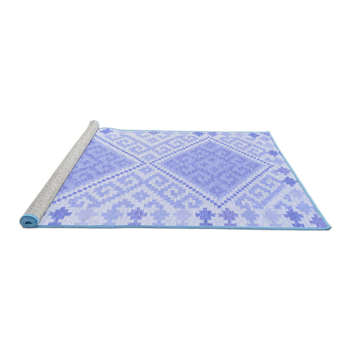Sideview of Machine Washable Southwestern Blue Country Rug, wshcon2110blu