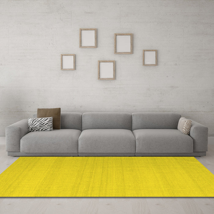 Machine Washable Abstract Yellow Contemporary Rug in a Living Room, wshcon2111yw