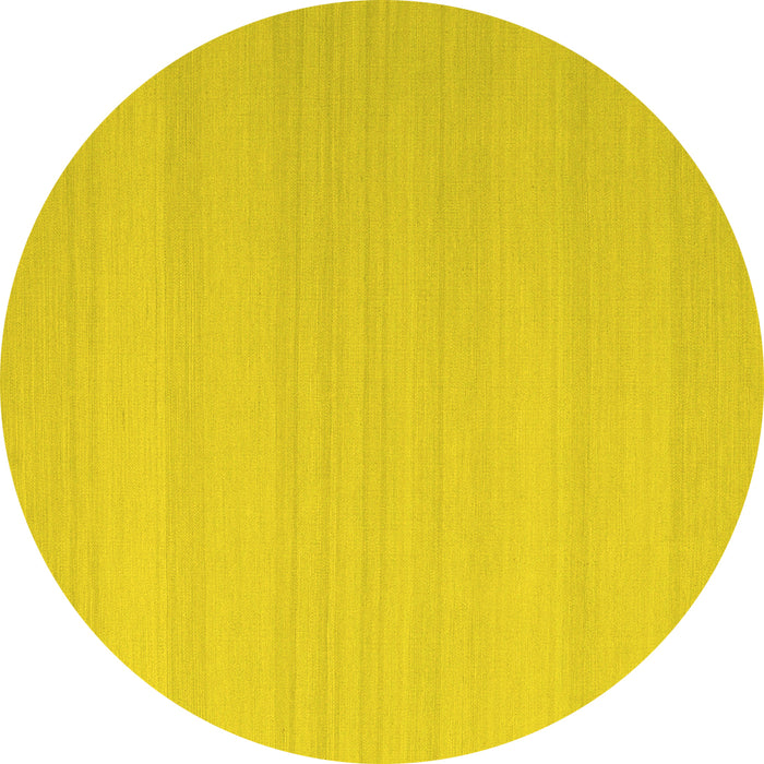 Round Machine Washable Abstract Yellow Contemporary Rug, wshcon2111yw