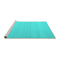 Sideview of Machine Washable Abstract Turquoise Contemporary Area Rugs, wshcon2111turq