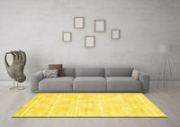 Machine Washable Abstract Yellow Contemporary Rug, wshcon2112yw