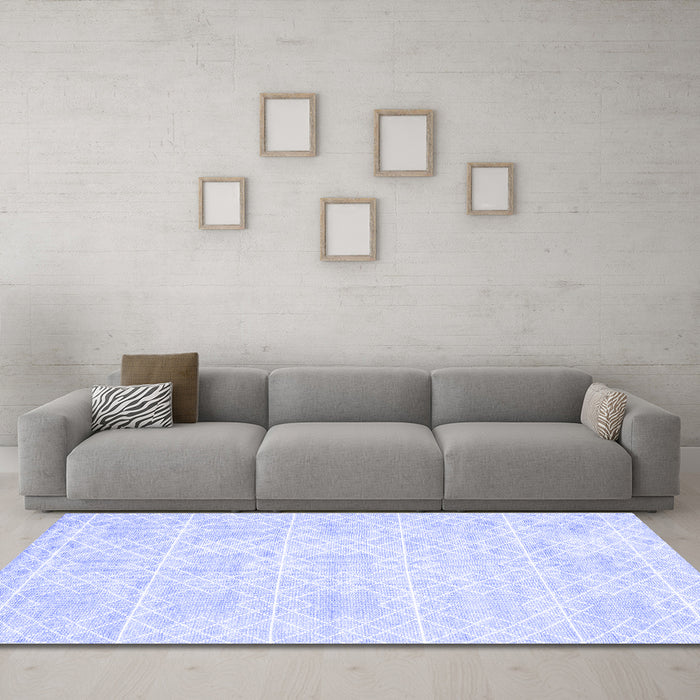 Machine Washable Abstract Blue Contemporary Rug in a Living Room, wshcon2112blu