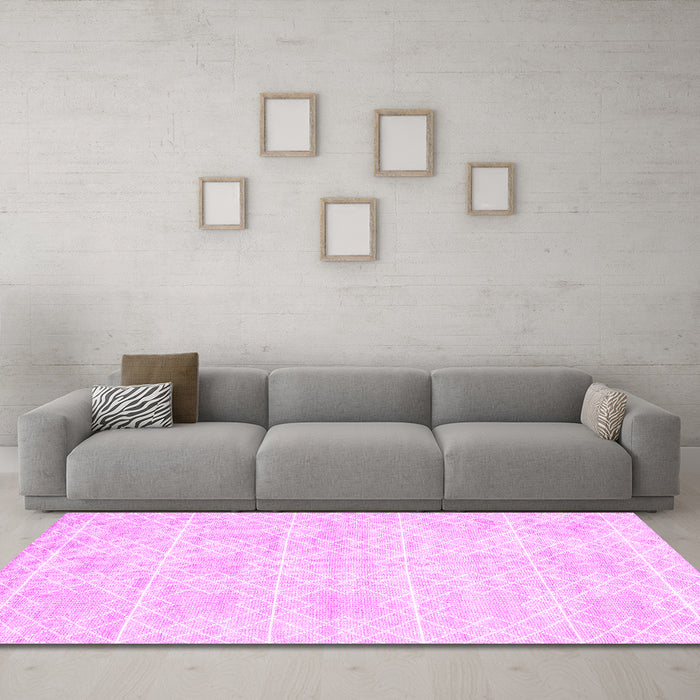 Machine Washable Abstract Pink Contemporary Rug in a Living Room, wshcon2112pnk