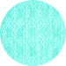 Round Machine Washable Abstract Turquoise Contemporary Area Rugs, wshcon2112turq