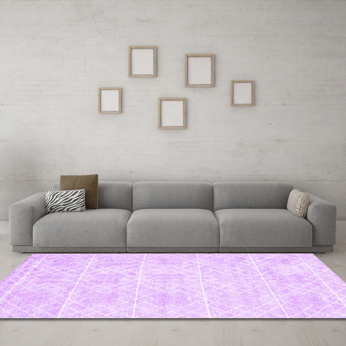 Machine Washable Abstract Purple Contemporary Area Rugs in a Living Room, wshcon2112pur