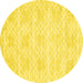 Round Abstract Yellow Contemporary Rug, con2112yw