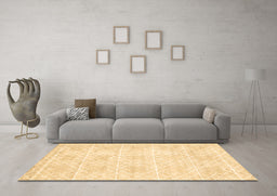 Machine Washable Abstract Brown Contemporary Rug in a Living Room,, wshcon2112brn