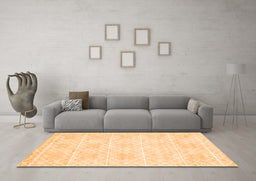 Machine Washable Abstract Orange Contemporary Area Rugs in a Living Room, wshcon2112org