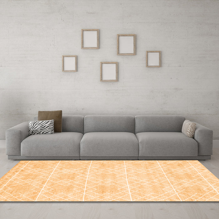 Machine Washable Abstract Orange Contemporary Area Rugs in a Living Room, wshcon2112org