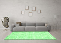 Machine Washable Abstract Emerald Green Contemporary Area Rugs in a Living Room,, wshcon2112emgrn