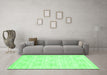 Machine Washable Abstract Green Contemporary Area Rugs in a Living Room,, wshcon2112grn