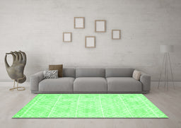 Machine Washable Abstract Green Contemporary Area Rugs in a Living Room,, wshcon2112grn