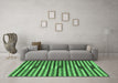 Machine Washable Southwestern Emerald Green Country Area Rugs in a Living Room,, wshcon2113emgrn