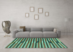 Machine Washable Southwestern Turquoise Country Area Rugs in a Living Room,, wshcon2113turq