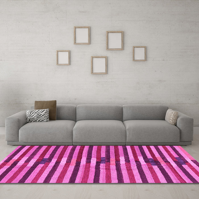 Machine Washable Southwestern Pink Country Rug in a Living Room, wshcon2113pnk